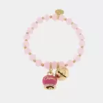 Bracciale in Metallo campanella fucsia e piccolo sonaglio con pietre rosa
