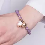 Bracciale in Metallo campanella bianca e piccolo sonaglio con pietre viola scuro