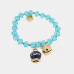 Bracciale in Metallo campanella blu e piccolo sonaglio con pietre azzurre