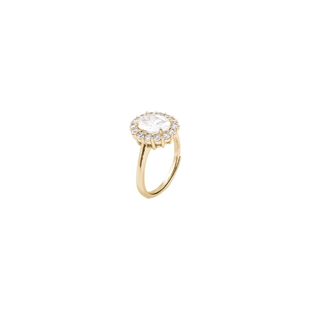 Anello regolabile Anelliamo in argento 925‰ dorato e zirconi