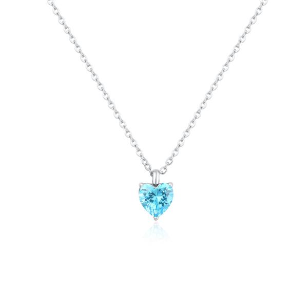 Collana con cristallo cuore azzurro