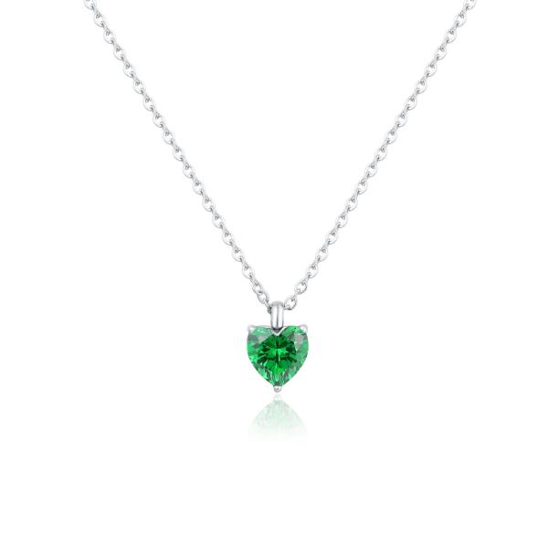 Collana con cristallo cuore verde
