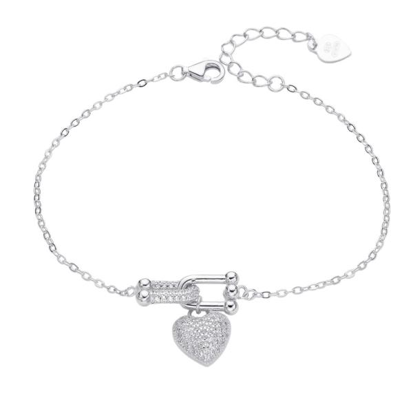 Bracciale in argento 925‰ rodiato e zirconi